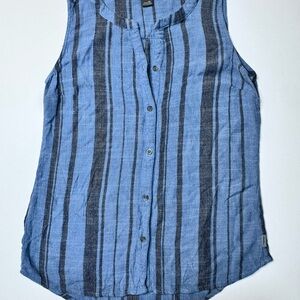 Eddie Bauer Blue Striped Sleeveless Button Front Tank Top| lightweight summer